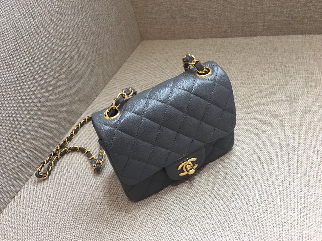 Mini Classic Flap Caviar Bag A01115 Dark Gray/Gold